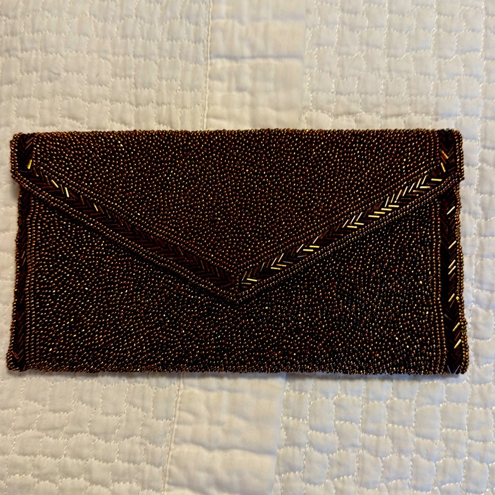 Vintage Walborg Brown Beaded Clutch – Made in Hong Kong